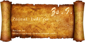 Zsirai Ivána névjegykártya